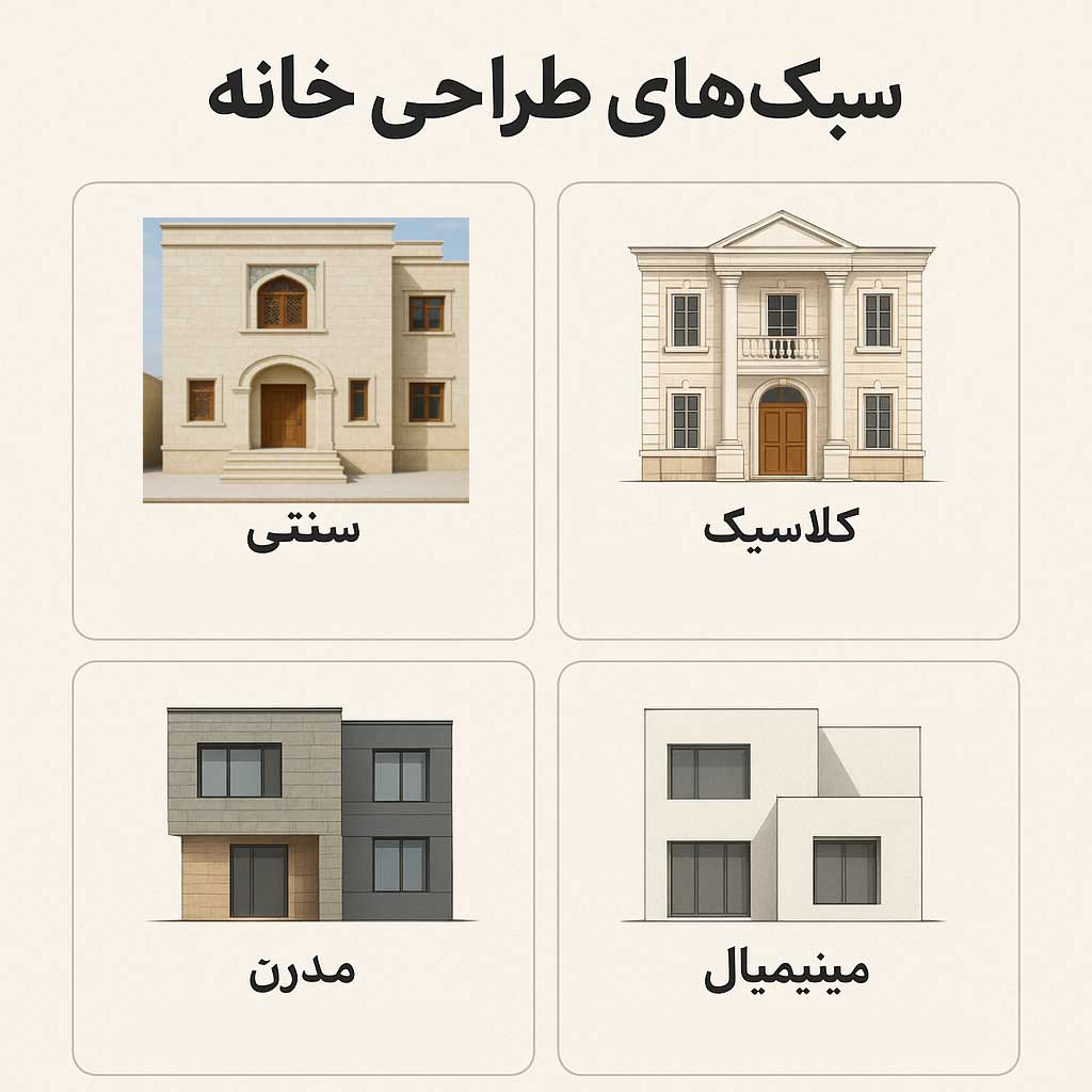 نمای سنگ در انواع سبک